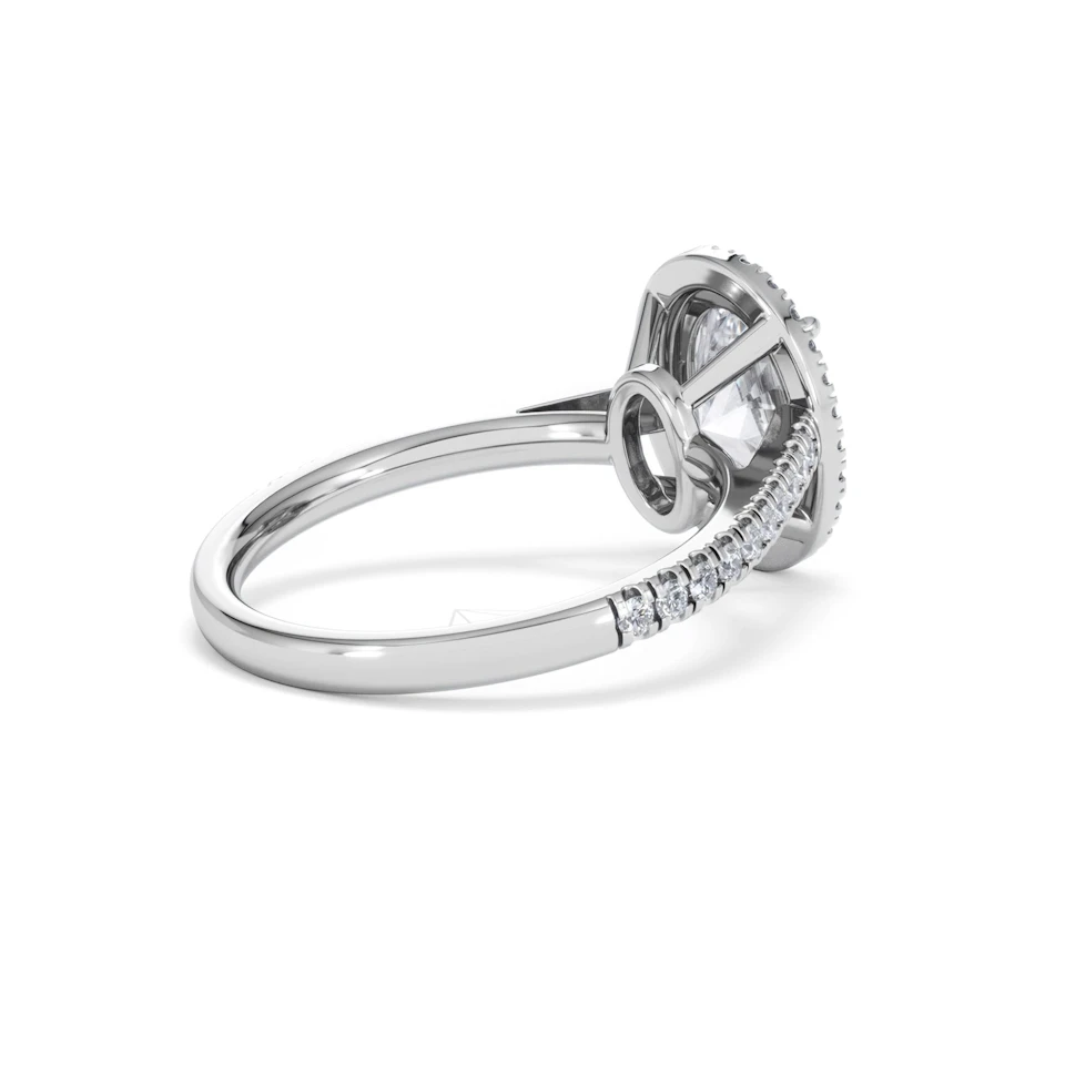 Georgina Lab Oval Diamond Halo Engagement Ring 18K White Gold 2.55ct F/VS1