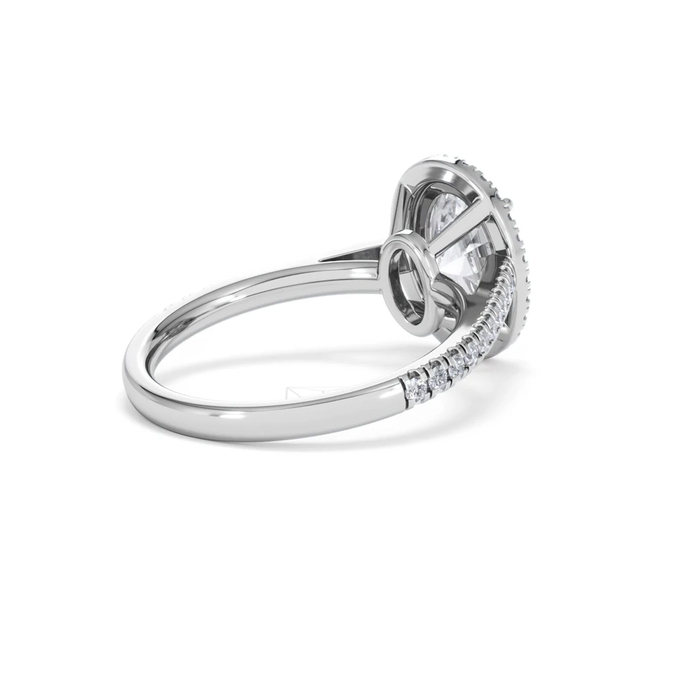 Georgina Lab Oval Diamond Halo Engagement Ring 18K White Gold 2.55ct F/VS1