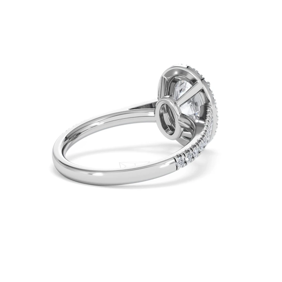 Georgina Lab Oval Diamond Halo Engagement Ring 18K White Gold 2.55ct F/VS1