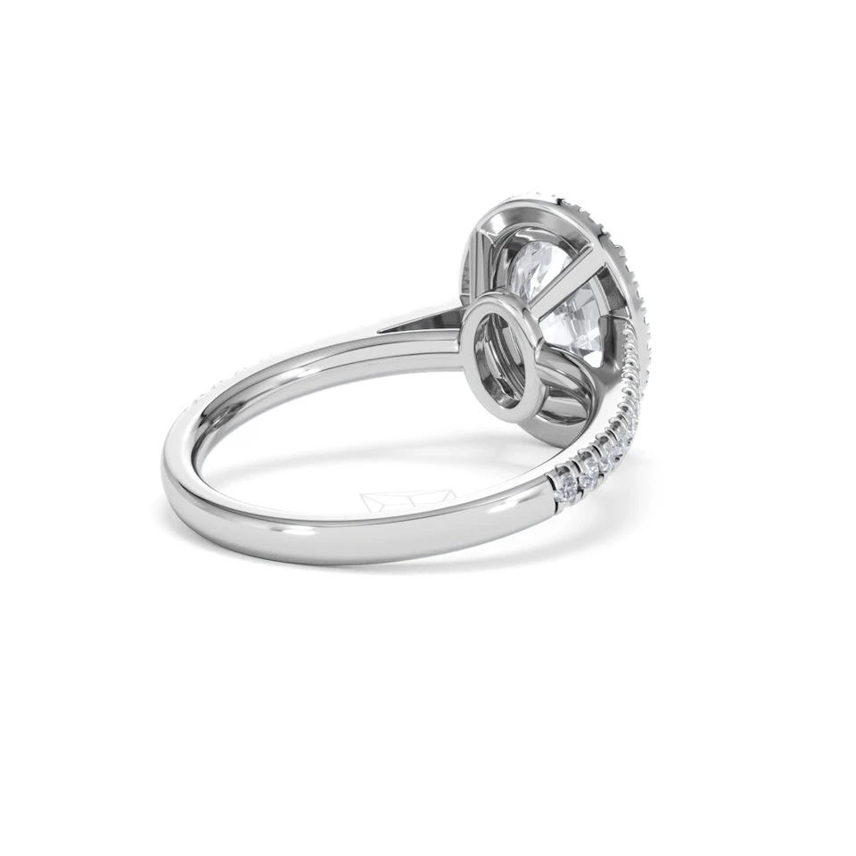 Georgina Lab Oval Diamond Halo Engagement Ring 18K White Gold 2.55ct F/VS1