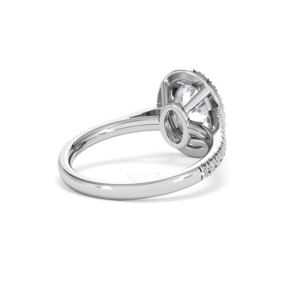 Georgina Lab Oval Diamond Halo Engagement Ring 18K White Gold 2.55ct F/VS1