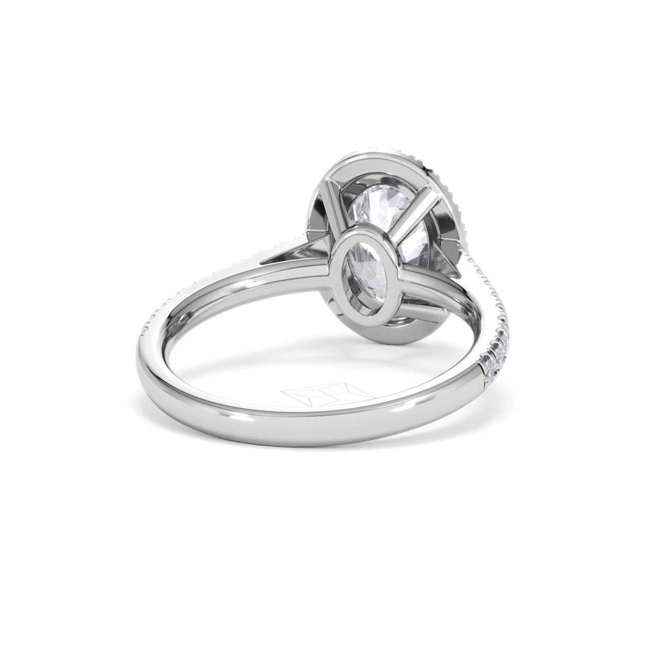 Georgina Lab Oval Diamond Halo Engagement Ring 18K White Gold 2.55ct F/VS1