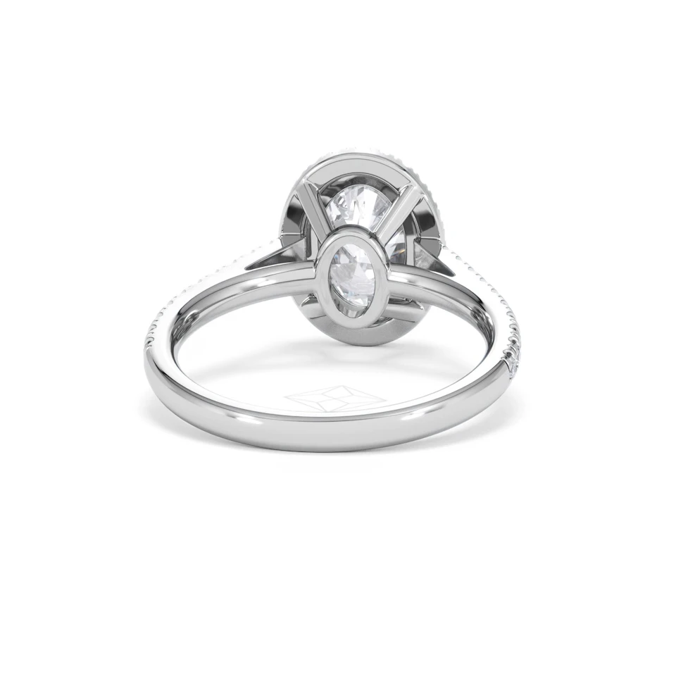 Georgina Lab Oval Diamond Halo Engagement Ring 18K White Gold 2.55ct F/VS1