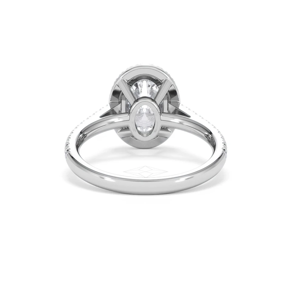 Georgina Lab Oval Diamond Halo Engagement Ring 18K White Gold 2.55ct F/VS1