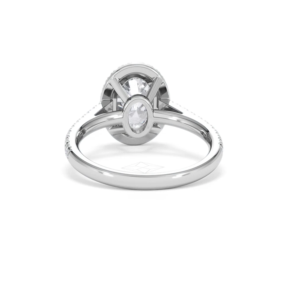 Georgina Lab Oval Diamond Halo Engagement Ring 18K White Gold 2.55ct F/VS1