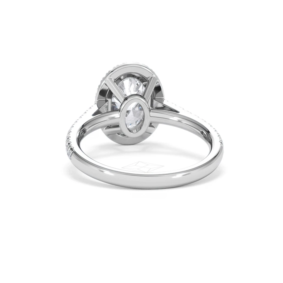 Georgina Lab Oval Diamond Halo Engagement Ring 18K White Gold 2.55ct F/VS1