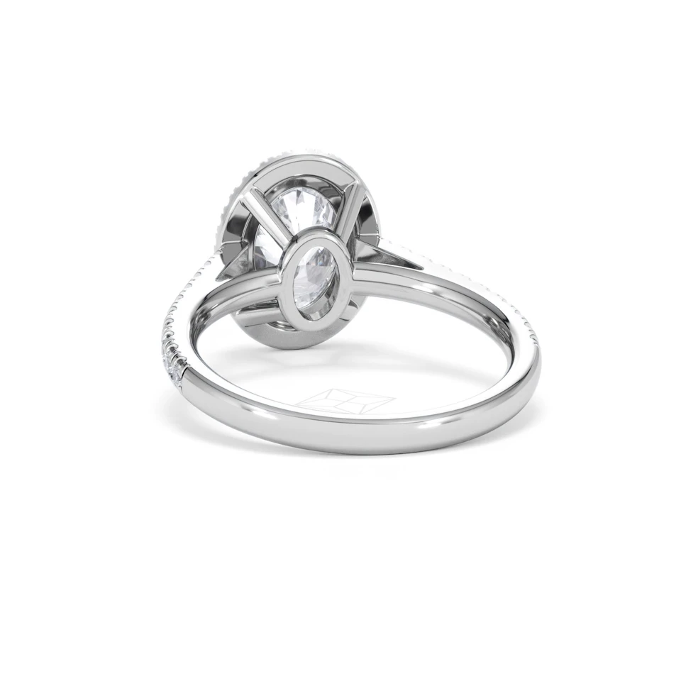 Georgina Lab Oval Diamond Halo Engagement Ring 18K White Gold 2.55ct F/VS1