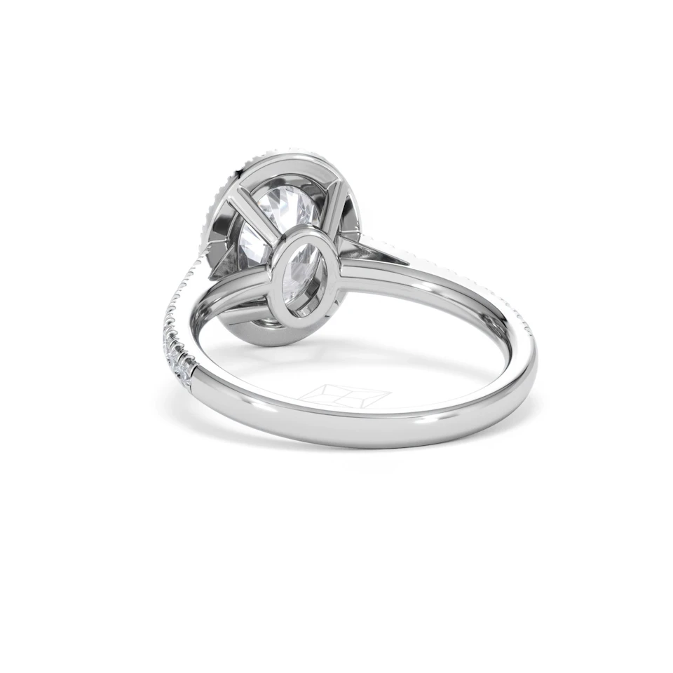 Georgina Lab Oval Diamond Halo Engagement Ring 18K White Gold 2.55ct F/VS1