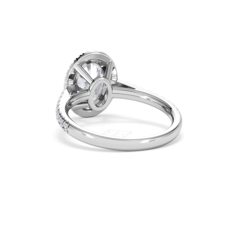 Georgina Lab Oval Diamond Halo Engagement Ring 18K White Gold 2.55ct F/VS1