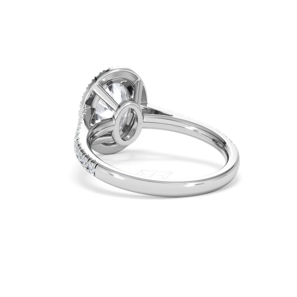Georgina Lab Oval Diamond Halo Engagement Ring 18K White Gold 2.55ct F/VS1