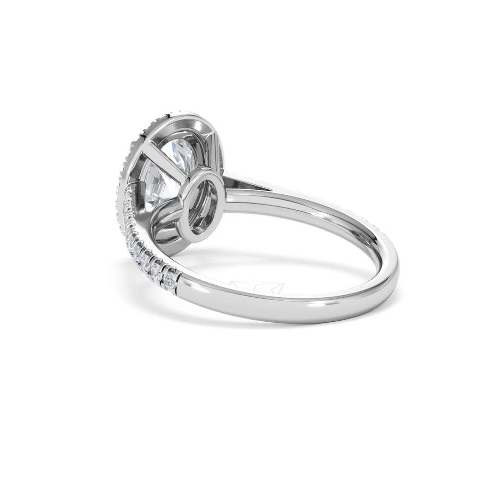 Georgina Lab Oval Diamond Halo Engagement Ring 18K White Gold 2.55ct F/VS1