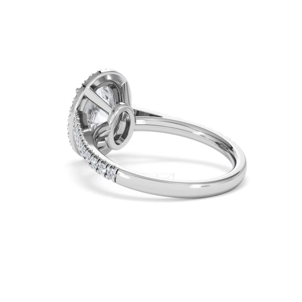 Georgina Lab Oval Diamond Halo Engagement Ring 18K White Gold 2.55ct F/VS1
