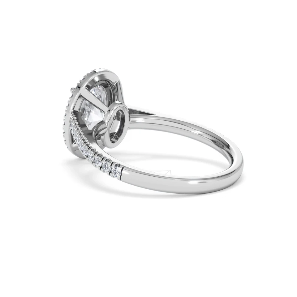 Georgina Lab Oval Diamond Halo Engagement Ring 18K White Gold 2.55ct F/VS1