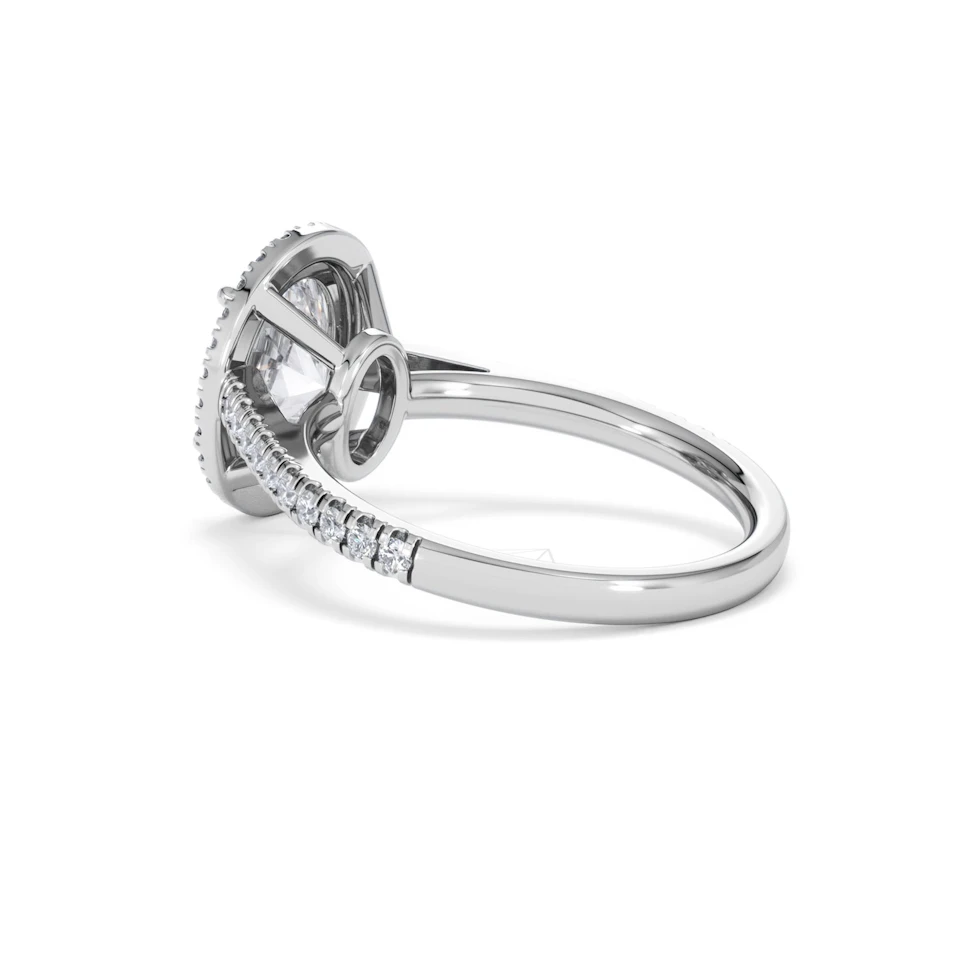 Georgina Lab Oval Diamond Halo Engagement Ring 18K White Gold 2.55ct F/VS1