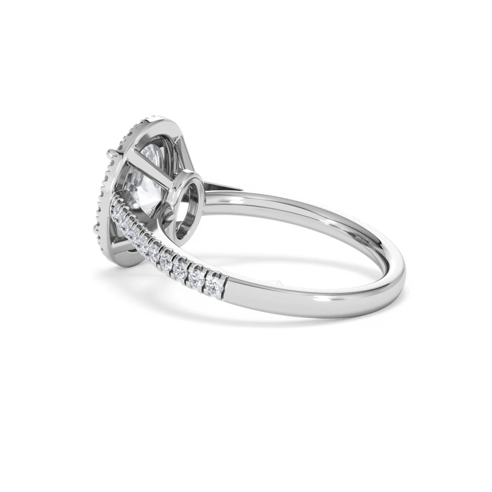 Georgina Lab Oval Diamond Halo Engagement Ring 18K White Gold 2.55ct F/VS1