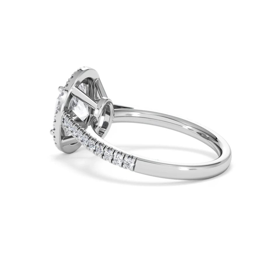 Georgina Lab Oval Diamond Halo Engagement Ring 18K White Gold 2.55ct F/VS1