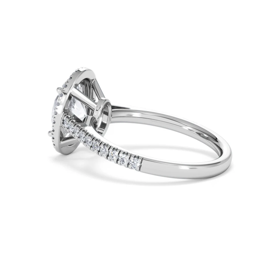 Georgina Lab Oval Diamond Halo Engagement Ring 18K White Gold 2.55ct F/VS1