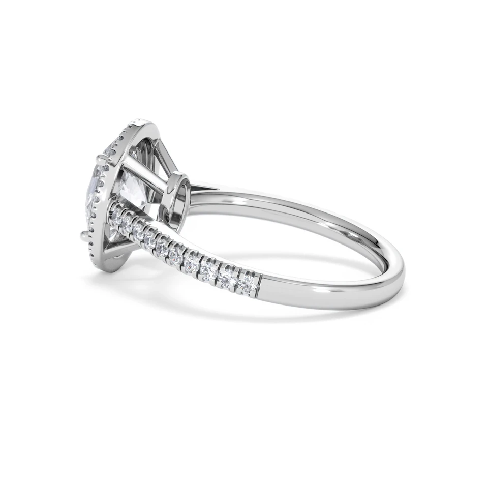 Georgina Lab Oval Diamond Halo Engagement Ring 18K White Gold 2.55ct F/VS1