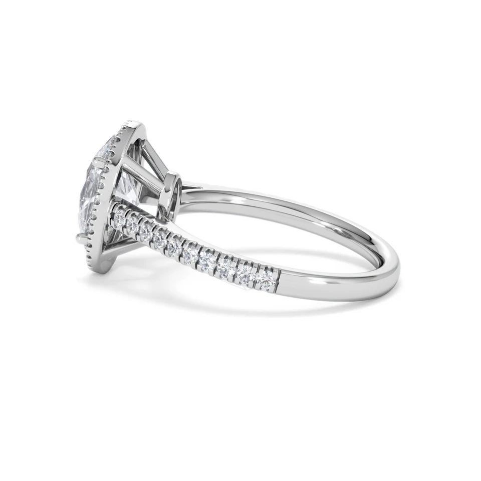 Georgina Lab Oval Diamond Halo Engagement Ring 18K White Gold 2.55ct F/VS1