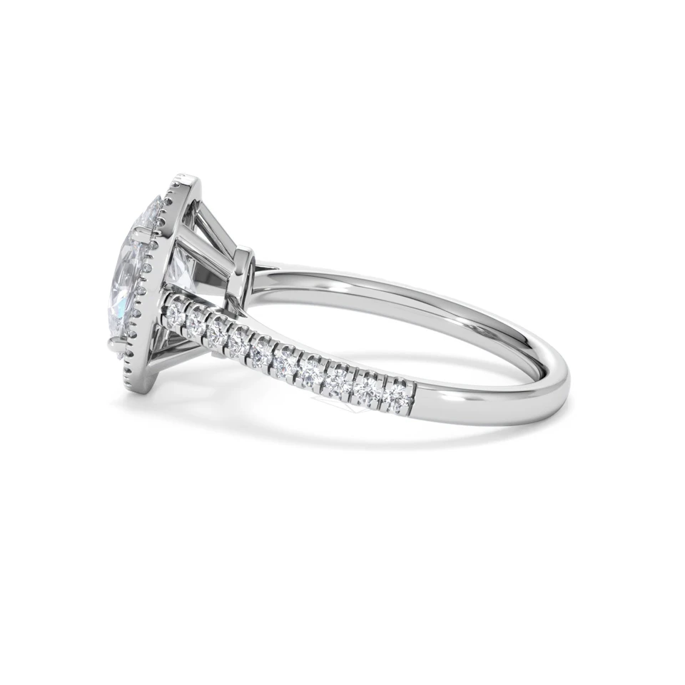 Georgina Lab Oval Diamond Halo Engagement Ring 18K White Gold 2.55ct F/VS1