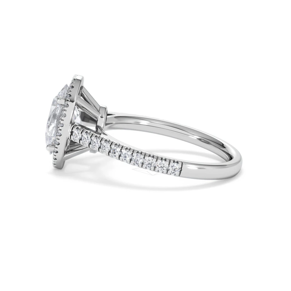 Georgina Lab Oval Diamond Halo Engagement Ring 18K White Gold 2.55ct F/VS1