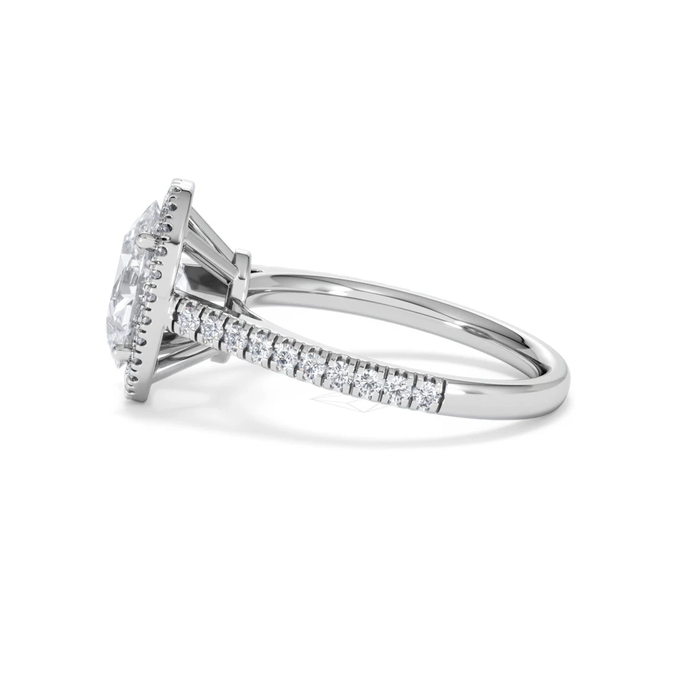 Georgina Lab Oval Diamond Halo Engagement Ring 18K White Gold 2.55ct F/VS1