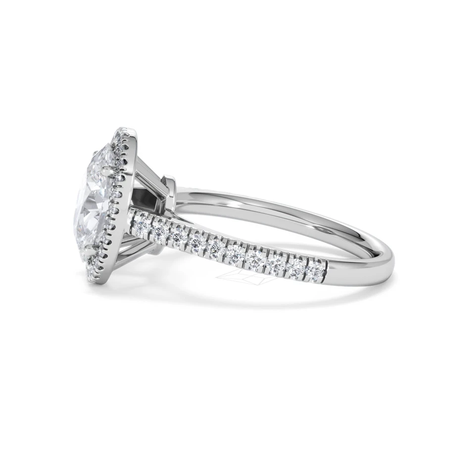 Georgina Lab Oval Diamond Halo Engagement Ring 18K White Gold 2.55ct F/VS1