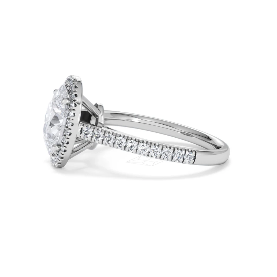 Georgina Lab Oval Diamond Halo Engagement Ring 18K White Gold 2.55ct F/VS1