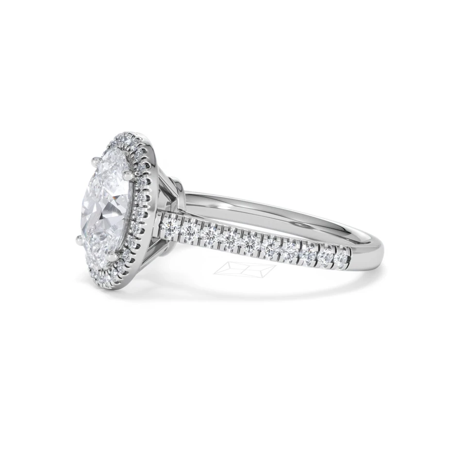 Georgina Lab Oval Diamond Halo Engagement Ring 18K White Gold 2.55ct F/VS1