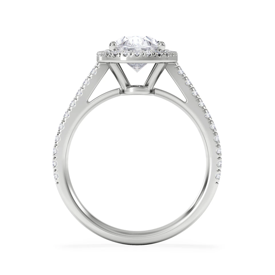 Georgina Lab Oval Diamond Halo Engagement Ring 18K White Gold 2.55ct F/VS1