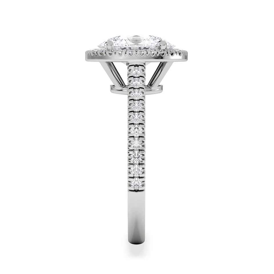 Georgina Lab Oval Diamond Halo Engagement Ring 18K White Gold 2.55ct F/VS1
