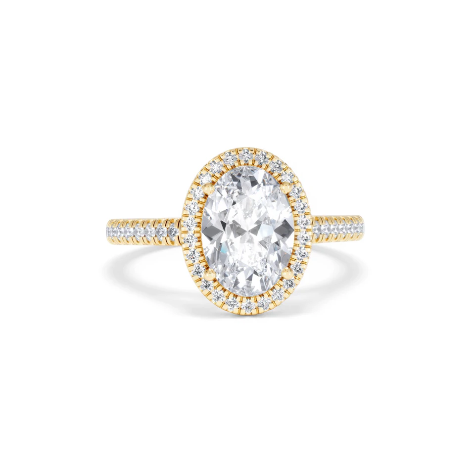 Georgina Lab Oval Diamond Halo Engagement Ring 18K Gold 2.55ct F/VS1