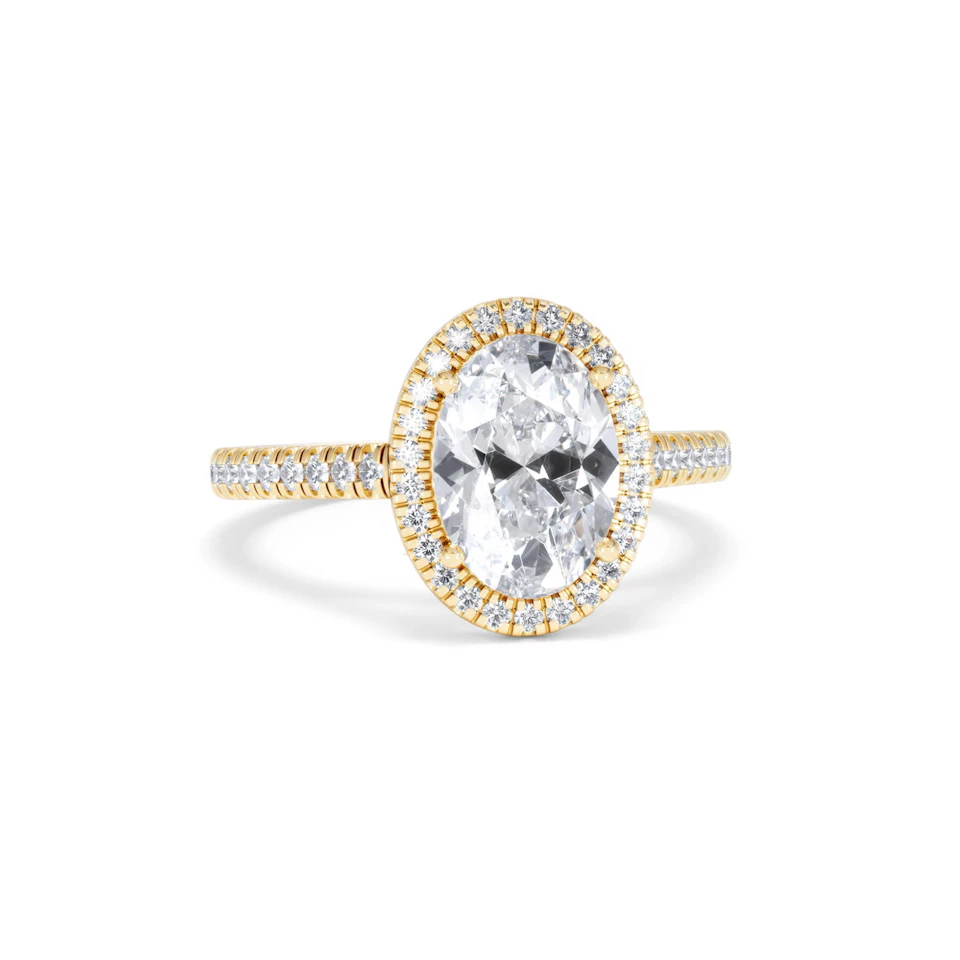 Georgina Lab Oval Diamond Halo Engagement Ring 18K Gold 2.55ct F/VS1