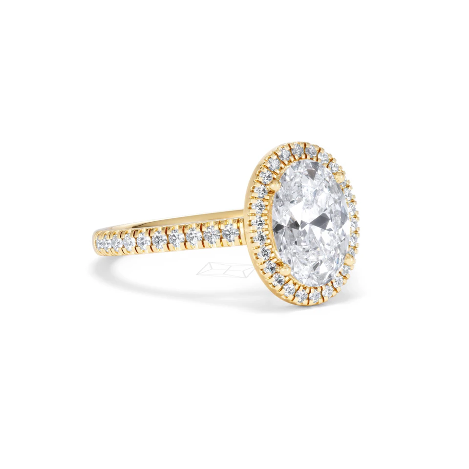 Georgina Lab Oval Diamond Halo Engagement Ring 18K Gold 2.55ct F/VS1
