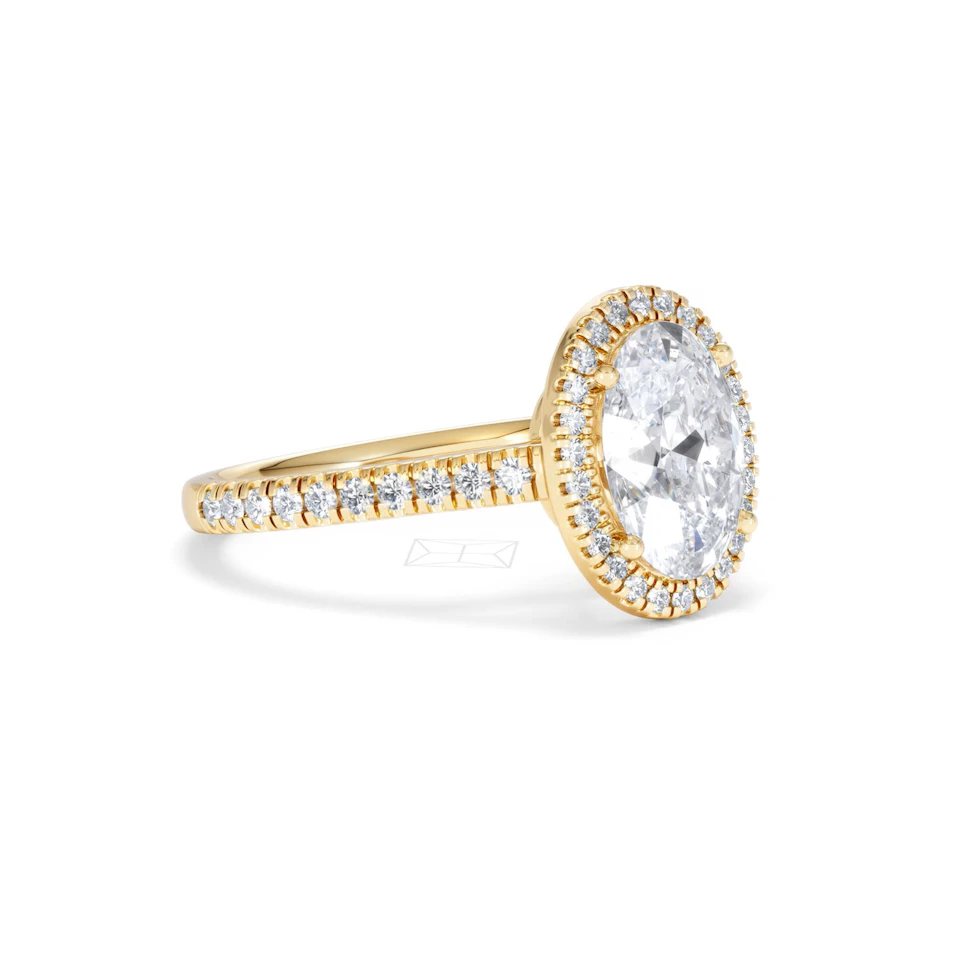 Georgina Lab Oval Diamond Halo Engagement Ring 18K Gold 2.55ct F/VS1