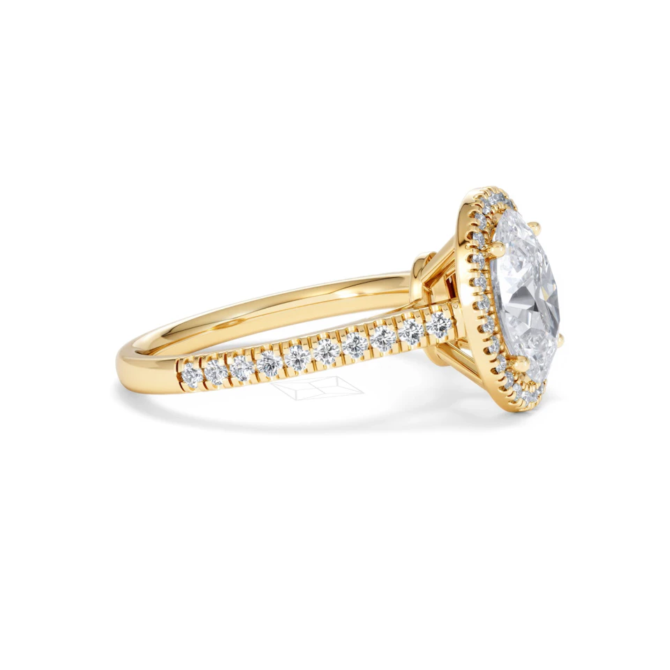 Georgina Lab Oval Diamond Halo Engagement Ring 18K Gold 2.55ct F/VS1