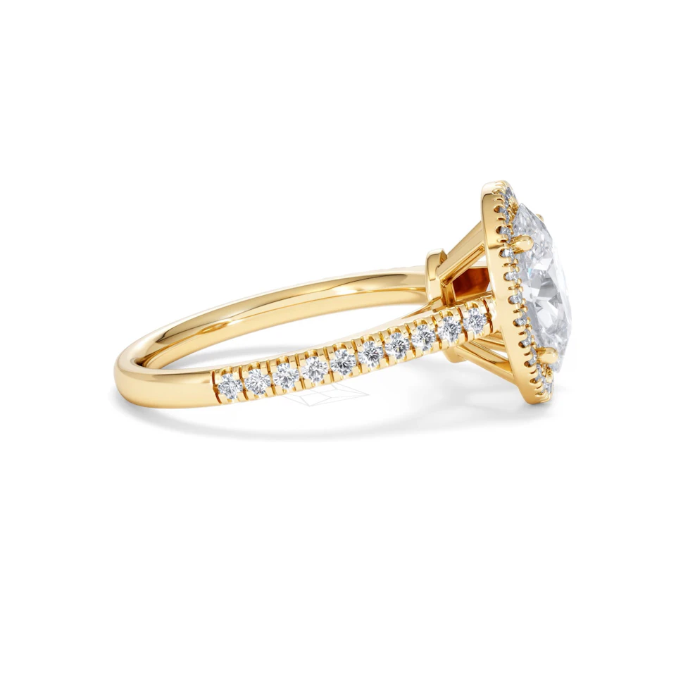 Georgina Lab Oval Diamond Halo Engagement Ring 18K Gold 2.55ct F/VS1