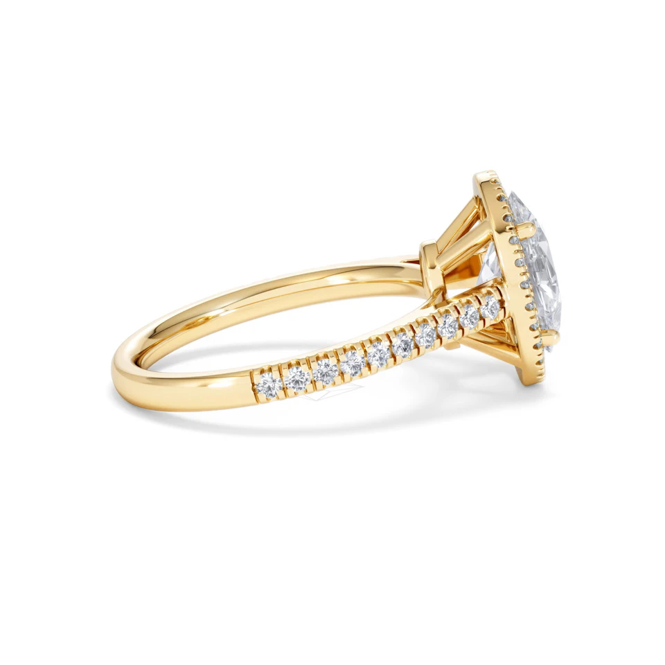 Georgina Lab Oval Diamond Halo Engagement Ring 18K Gold 2.55ct F/VS1