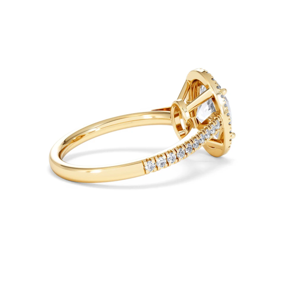 Georgina Lab Oval Diamond Halo Engagement Ring 18K Gold 2.55ct F/VS1