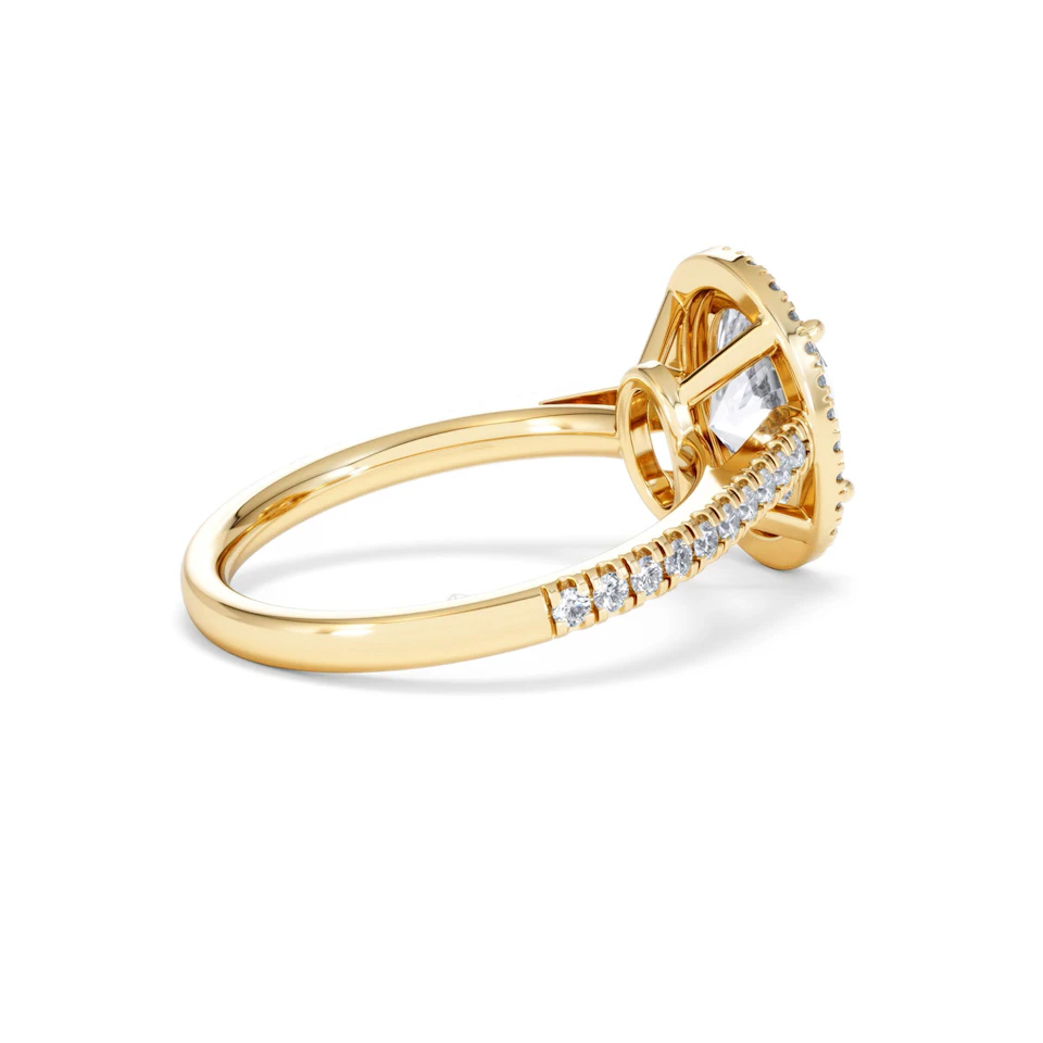 Georgina Lab Oval Diamond Halo Engagement Ring 18K Gold 2.55ct F/VS1