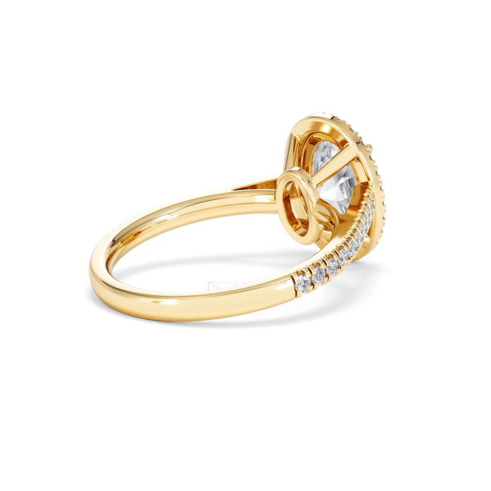 Georgina Lab Oval Diamond Halo Engagement Ring 18K Gold 2.55ct F/VS1
