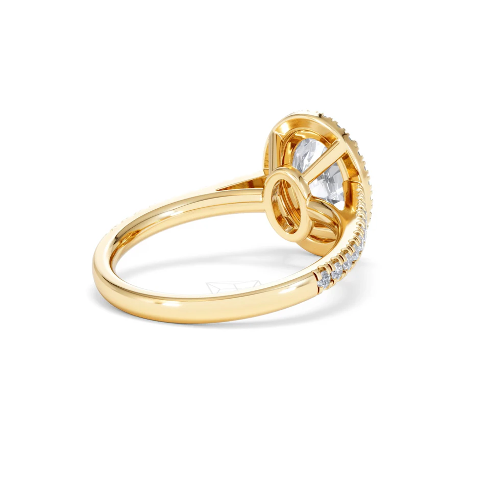 Georgina Lab Oval Diamond Halo Engagement Ring 18K Gold 2.55ct F/VS1