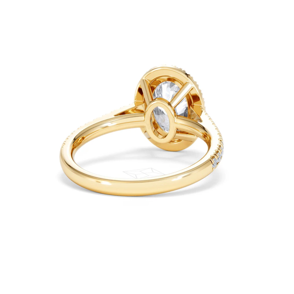 Georgina Lab Oval Diamond Halo Engagement Ring 18K Gold 2.55ct F/VS1