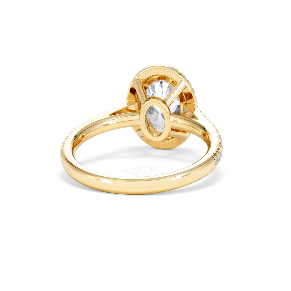 Georgina Lab Oval Diamond Halo Engagement Ring 18K Gold 2.55ct F/VS1