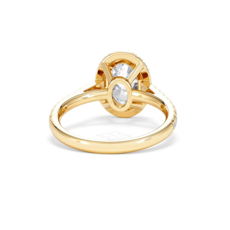 Georgina Lab Oval Diamond Halo Engagement Ring 18K Gold 2.55ct F/VS1