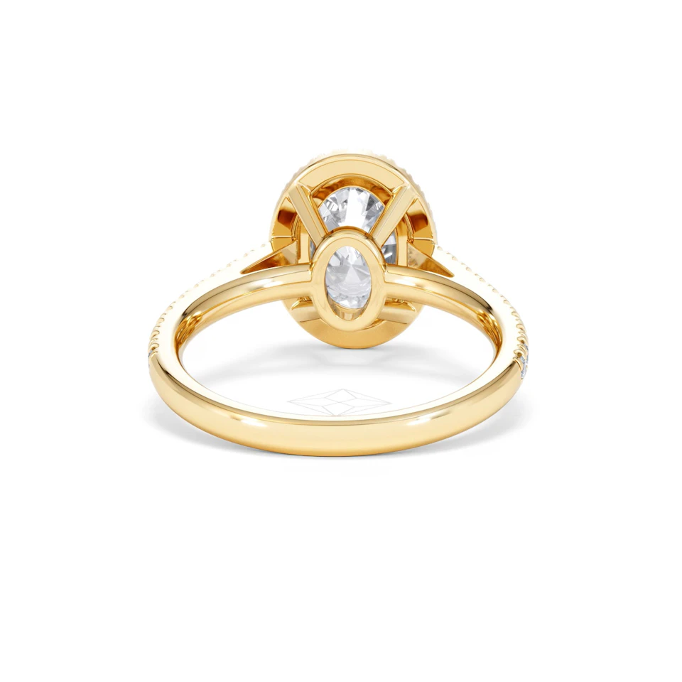 Georgina Lab Oval Diamond Halo Engagement Ring 18K Gold 2.55ct F/VS1