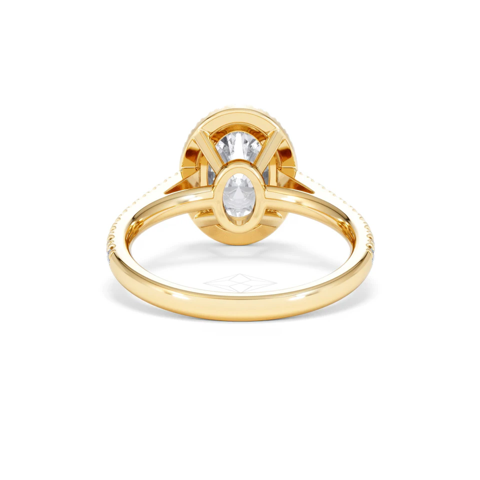 Georgina Lab Oval Diamond Halo Engagement Ring 18K Gold 2.55ct F/VS1