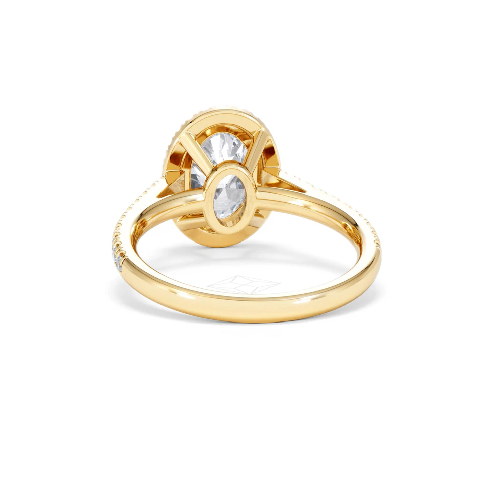 Georgina Lab Oval Diamond Halo Engagement Ring 18K Gold 2.55ct F/VS1