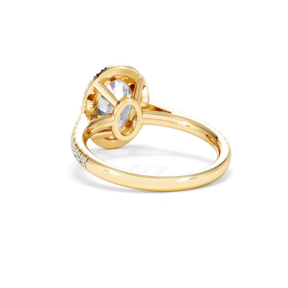 Georgina Lab Oval Diamond Halo Engagement Ring 18K Gold 2.55ct F/VS1