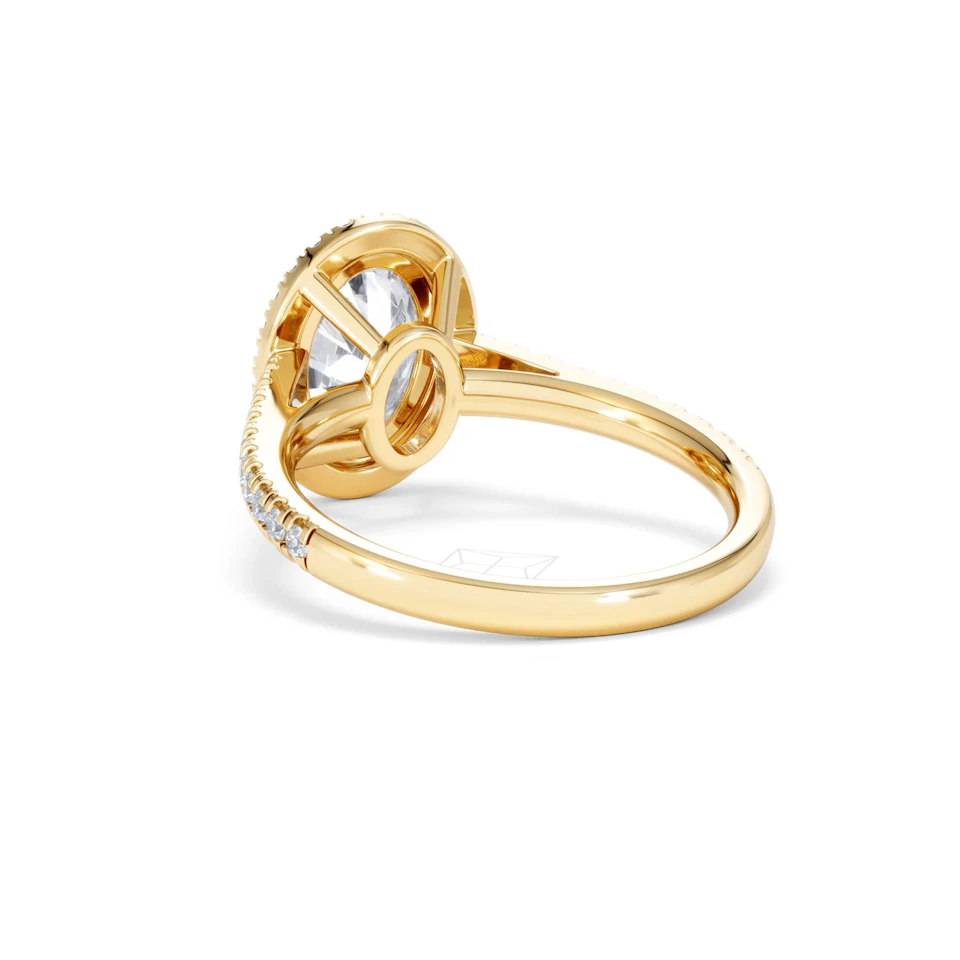Georgina Lab Oval Diamond Halo Engagement Ring 18K Gold 2.55ct F/VS1